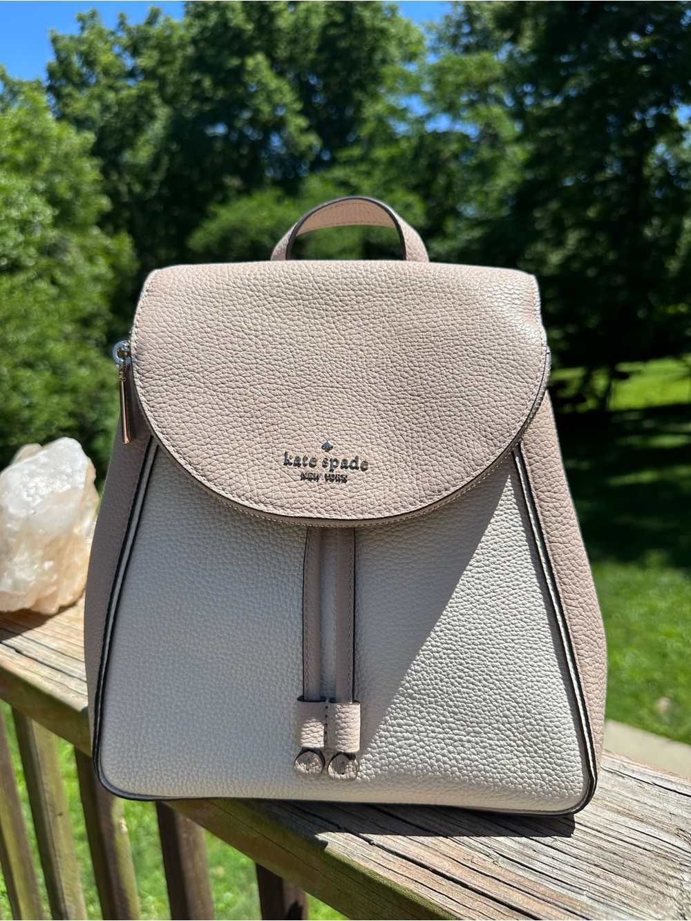 kate spade Two-Tone Pebbled Leather Backpack in Blush and Cream NWOT